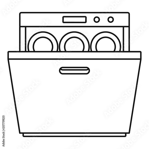 Modern dishwasher icon. Outline illustration of modern dishwasher vector icon for web design isolated on white background