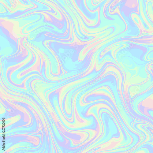 Abstract vector pattern. Curved wavy psychedelic random lines. Holographic colors.