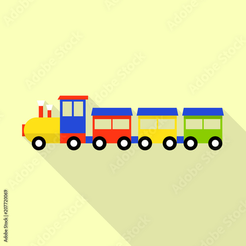 Wood toy train icon. Flat illustration of wood toy train vector icon for web design