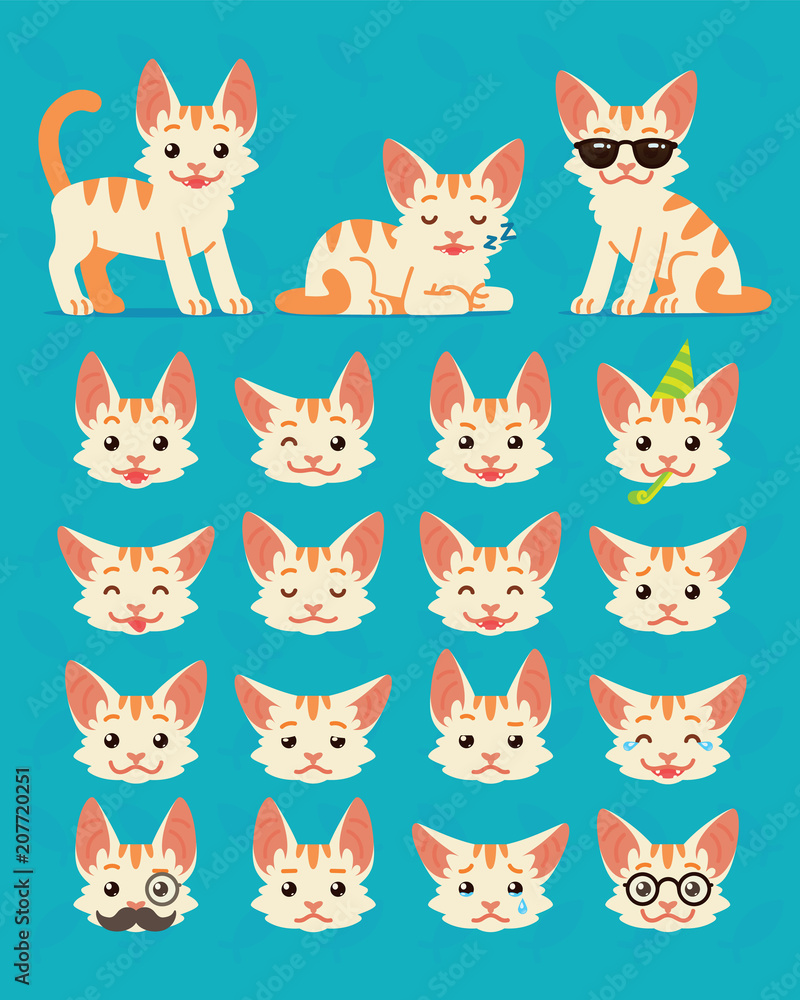 Seamless Pattern of Emoji Gray Cats on Green Backgound Stock Vector   Illustration of cartoon flat 213970043