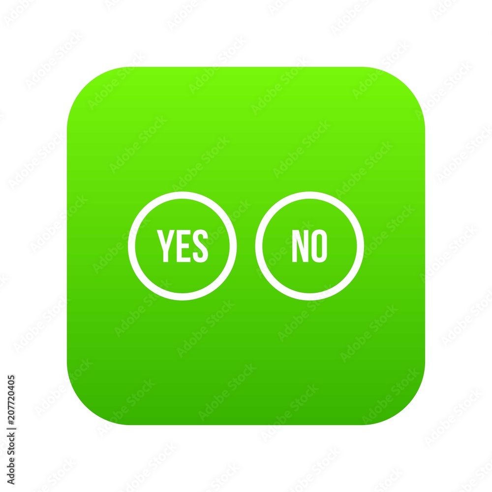Selection buttons yes and no icon digital green for any design isolated on white vector illustration Selection buttons yes and no icon digital green for any design isolated on white vector illustration