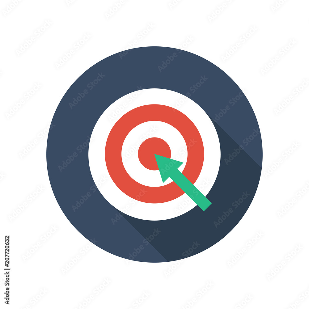 Target with Arrow on Tripod Flat Icon. Smart Goal Business Achieve. Target with Arrow on Tripod Flat Icon. Smart Goal Business Achieve.