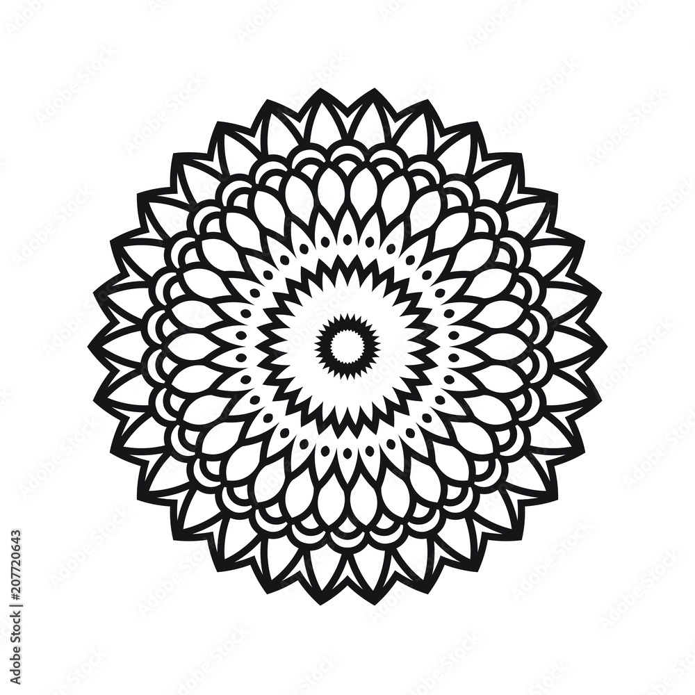 Monochrome Round Ornament Mandala Illustration Monochrome Round Ornament Mandala Illustration