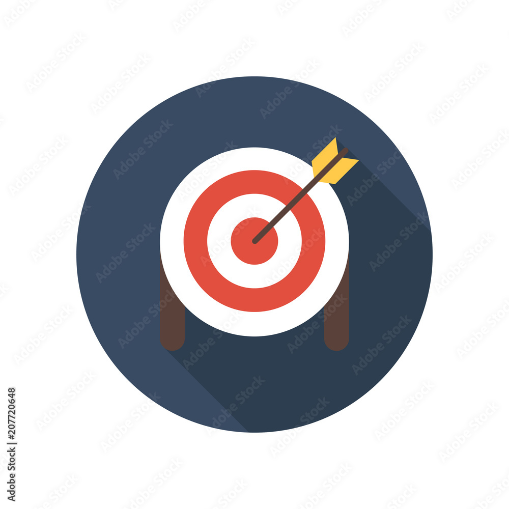Target with Arrow on Tripod Flat Icon. Smart Goal Business Achieve. Target with Arrow on Tripod Flat Icon. Smart Goal Business Achieve.