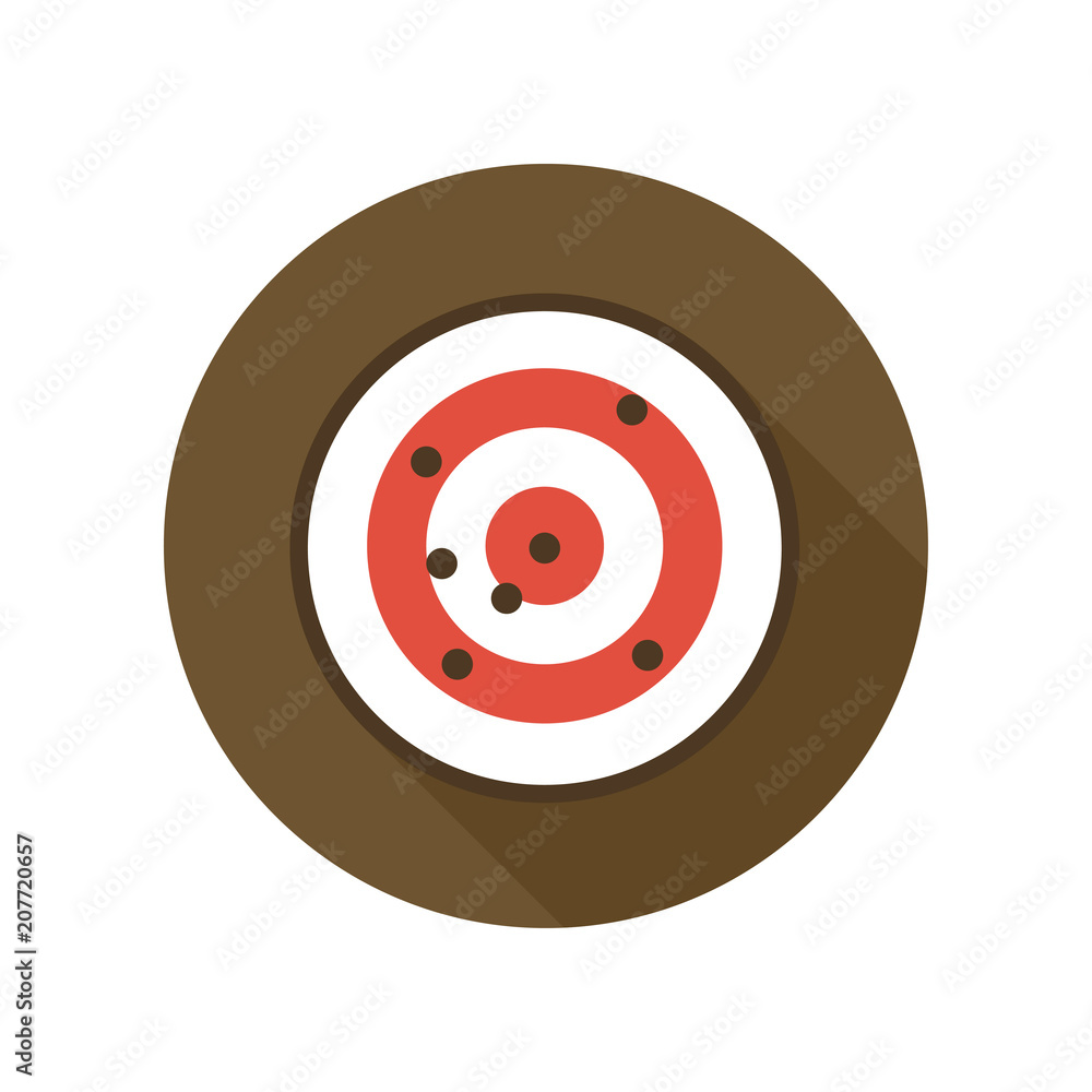 Target with Bullet Holes Flat Icon. Shooting Range Target Shot. Target with Bullet Holes Flat Icon. Shooting Range Target Shot.