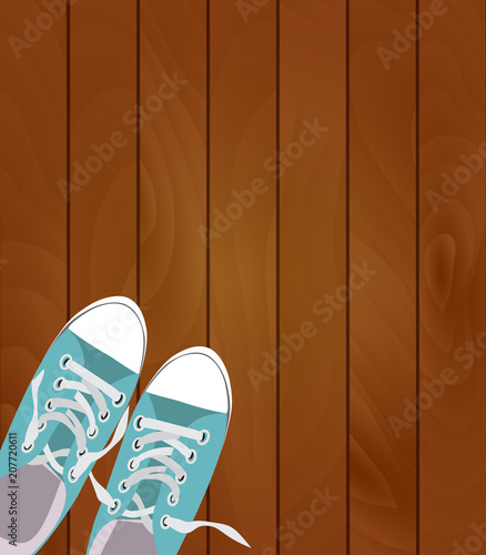 Pair of shoes on color background Vector Illustration