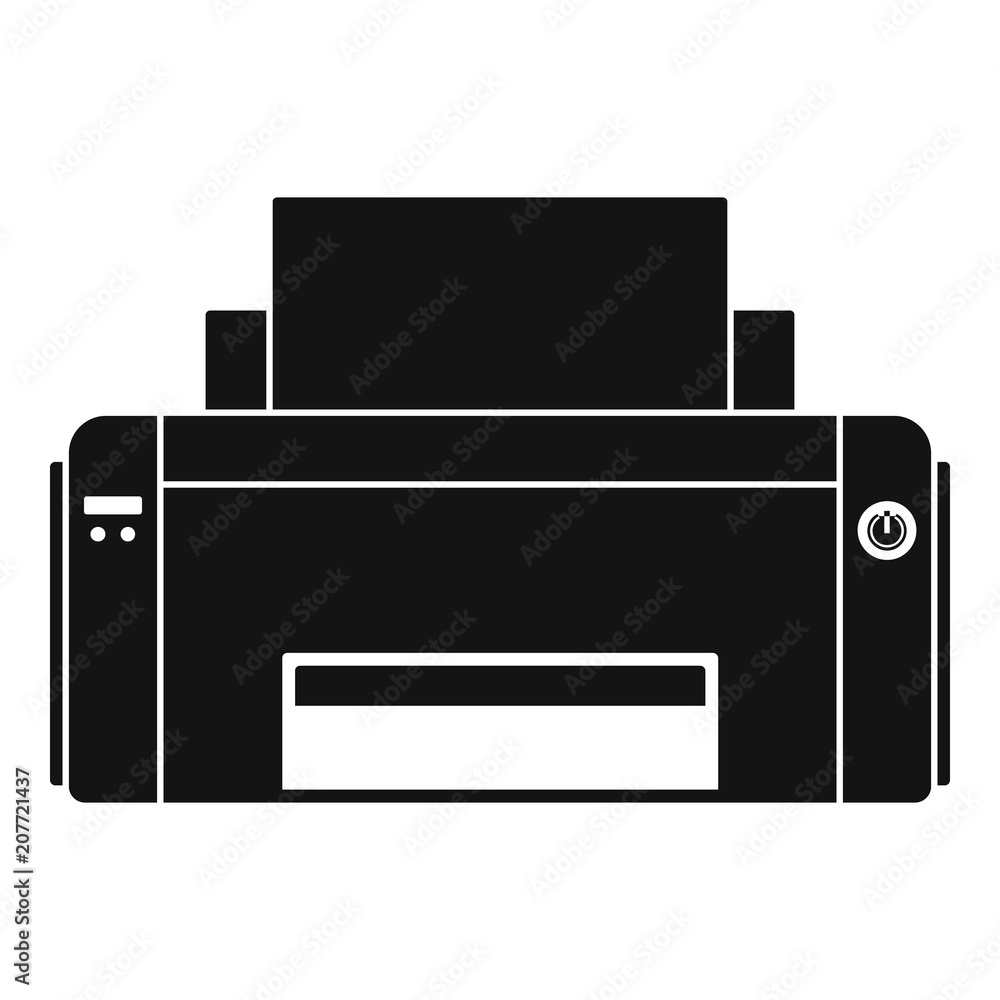 Black ink printer icon. Simple illustration of black ink printer vector icon for web design isolated on white background Black ink printer icon. Simple illustration of black ink printer vector icon for web design isolated on white background