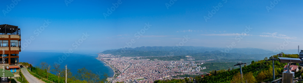 The cityscape of Ordu from the balcony of Boztepe