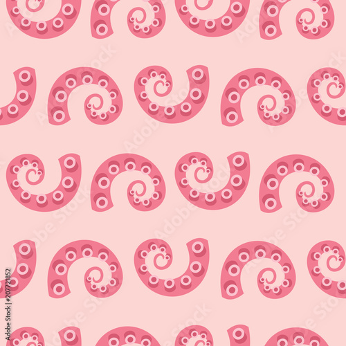 Seamless pattern. The tentacles of an octopus, seafood.
