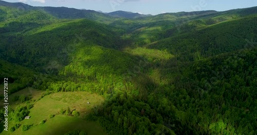 Aerial view of the landscape in mountains. photo