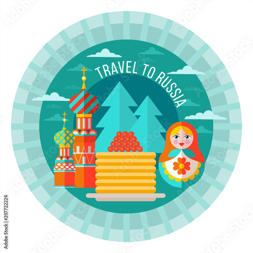 Travelling to Russia. Welcome to Russia. Vector illustration isolated on white background