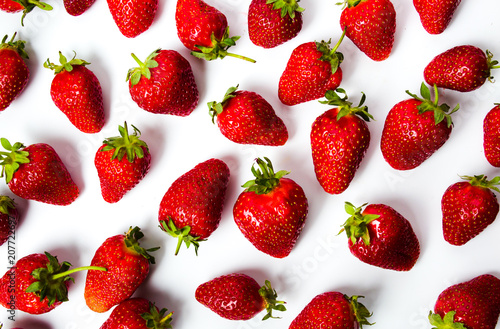 Bunch of strawberries on white background
