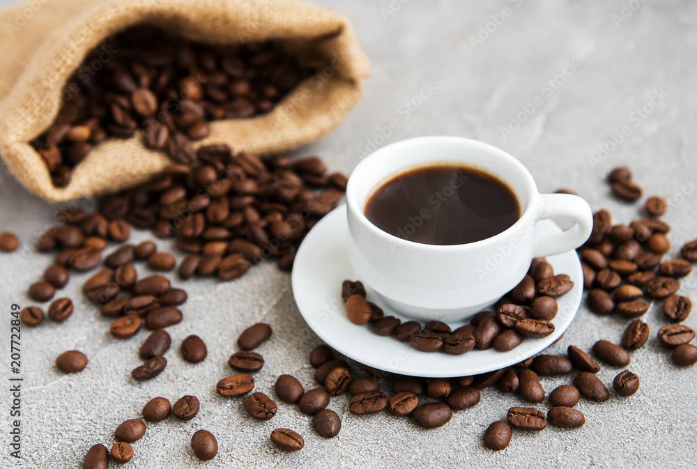 coffee cup and coffee beans coffee cup and coffee beans