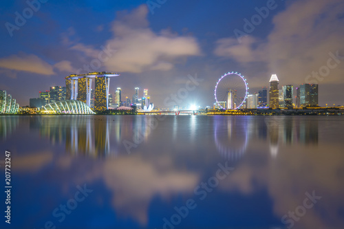 Singapore cityscape skyline with Marina Bay at night