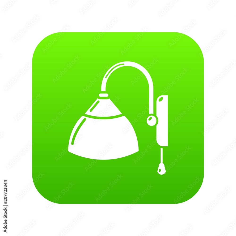 Wall lamp icon green vector isolated on white background Wall lamp icon green vector isolated on white background