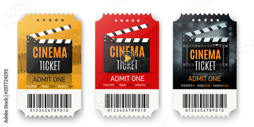Movie cinema premiere poster or flyer design. Vector cinema tickets background.