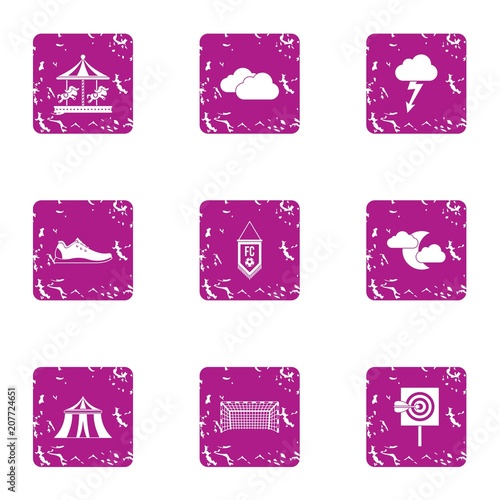 Prank icons set. Grunge set of 9 prank vector icons for web isolated on white background