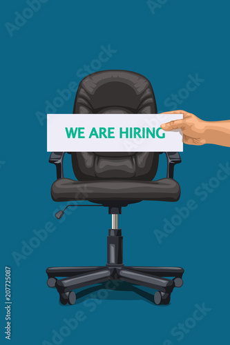 office chair and hand with paper board