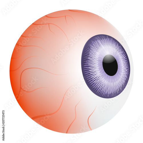 Bloody eye ball mockup. Realistic illustration of bloody eye ball vector mockup for web design isolated on white background
