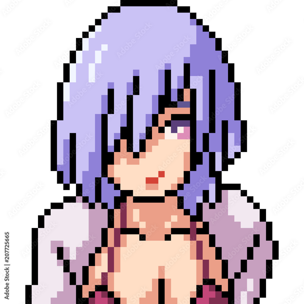 Vector Pixel Art Anime Girl Isolated Stock Vector (Royalty Free) 1476550400