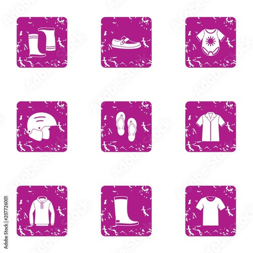 Robe icons set. Grunge set of 9 robe vector icons for web isolated on white background photo