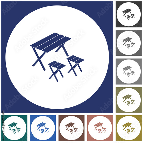 Camping table and stool icon
