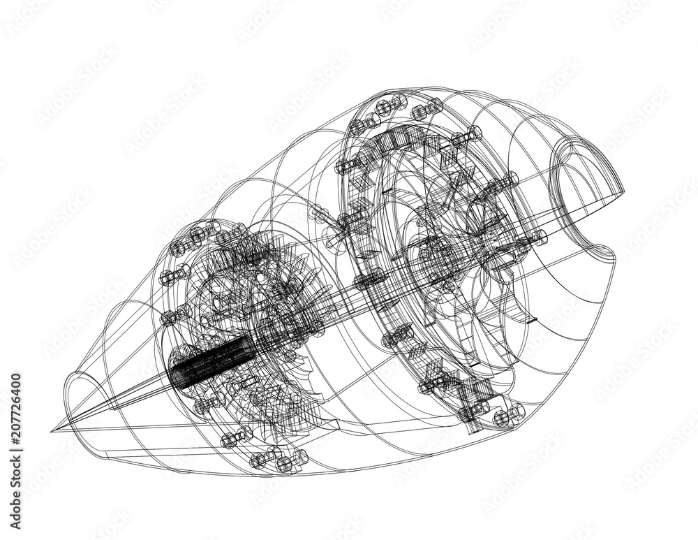 Plane Engine Architect blueprint - isolated Plane Engine Architect blueprint - isolated