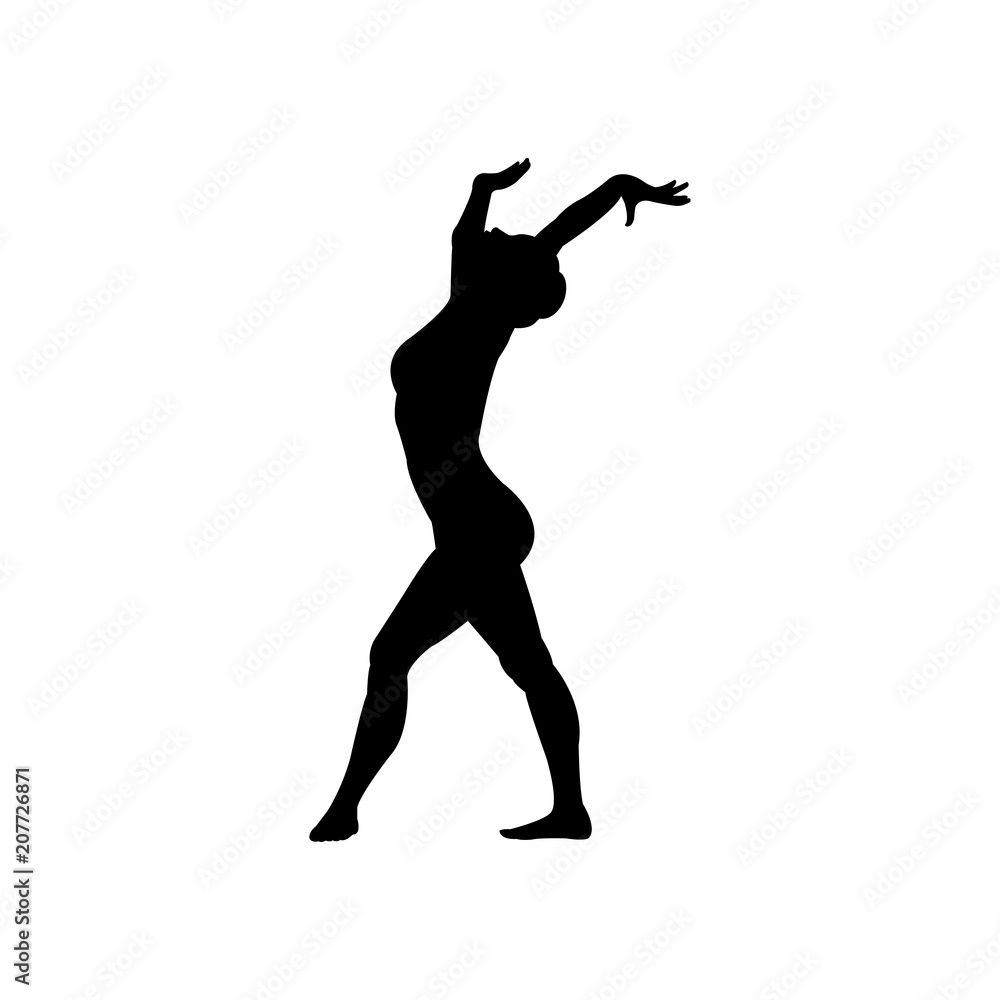 Icono plano silueta mujer gimnasia en suelo en color negro