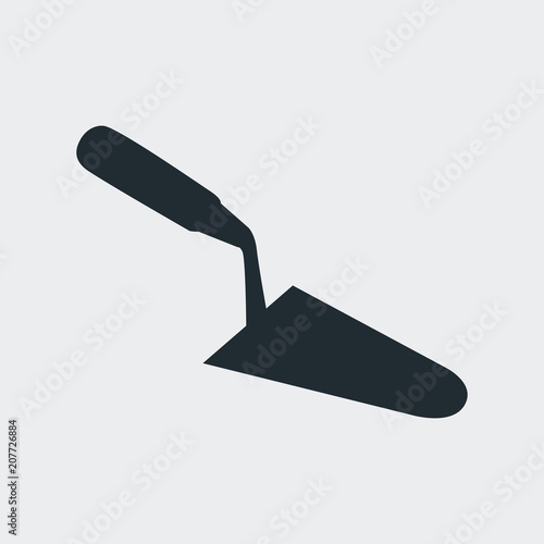 Icono plano silueta paleta albañil en fondo gris