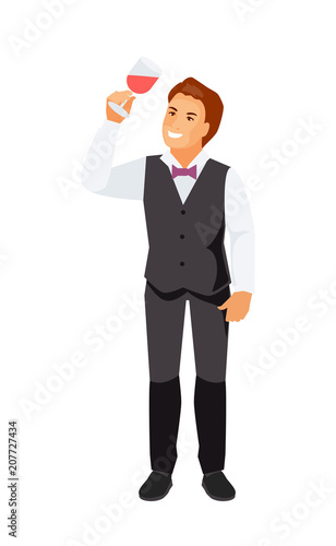 Man sommelier vector