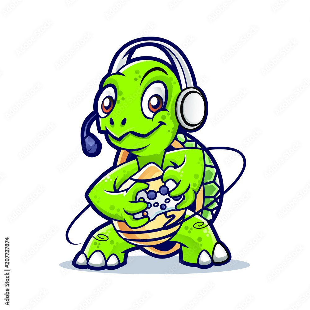 Fototapeta premium Turtle Game Mascot Design Vector