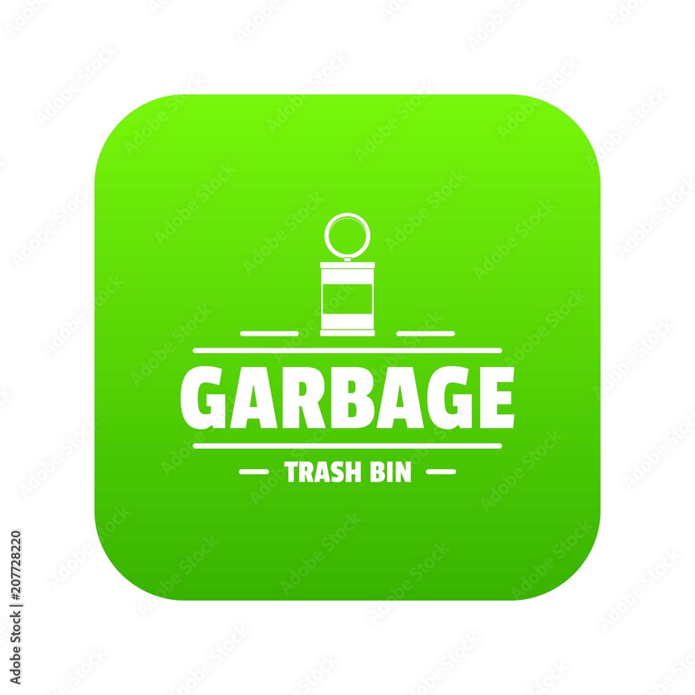 Bin trash garbage icon green vector isolated on white background Bin trash garbage icon green vector isolated on white background