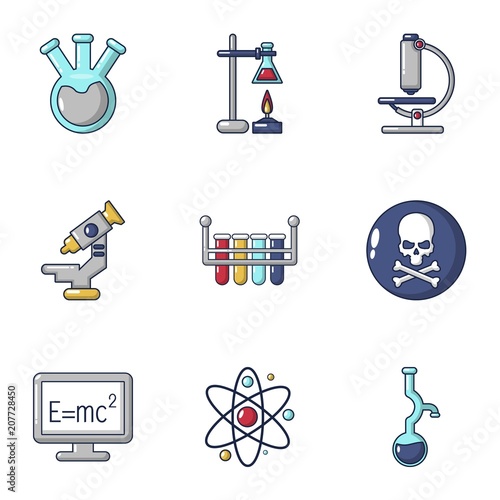 Scientific adviser icons set. Cartoon set of 9 scientific adviser vector icons for web isolated on white background