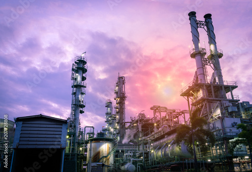 Oil Industry Refinery factory at Sunset