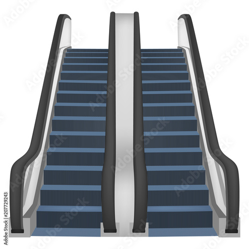 Double escalator mockup. Realistic illustration of double escalator vector mockup for web design isolated on white background