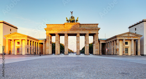 Brandenburg Gate during the sunrise in Berlin, Germany