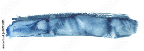 Long thin horizontal backdrop painted in blue watercolor on clean white background