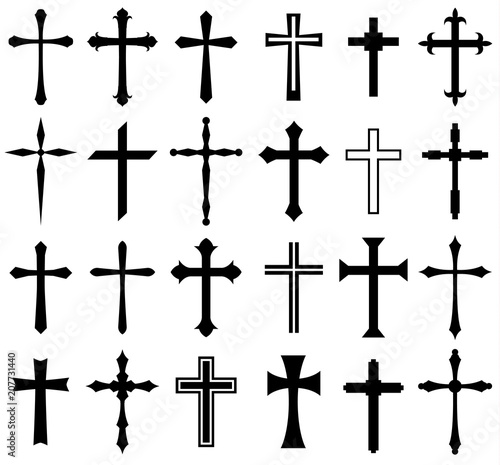 religion cross icon set