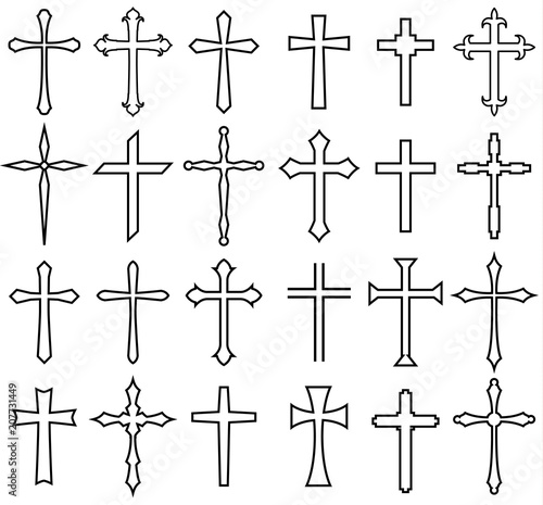 religion cross icon set