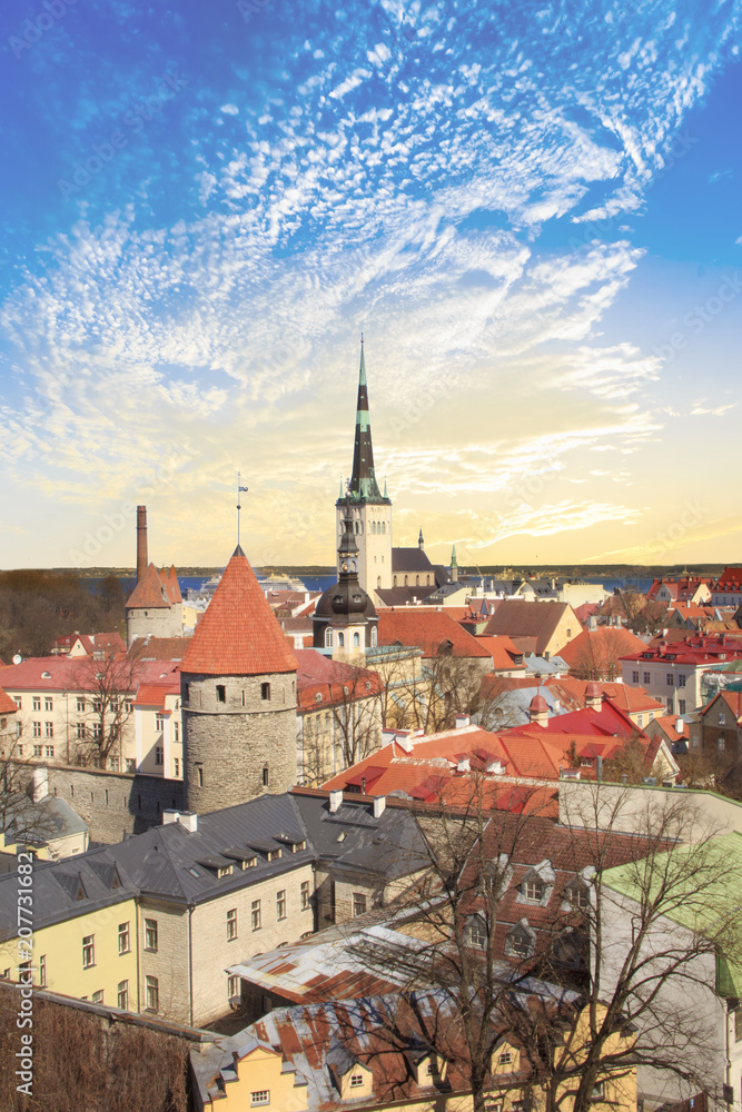 Beautiful view of the Kik-in-de-Kk Tower in Tallinn, Estonia on a sunny day