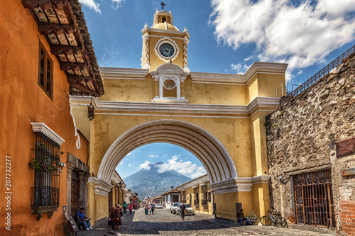 Antigua Guatemala, Arco de Santa Catalina and Volcano Agua photo