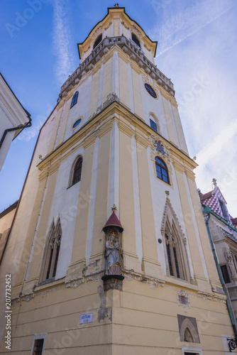 Photography The tower of Old Town Hall building in historic part of Bratislava city, Slovaki