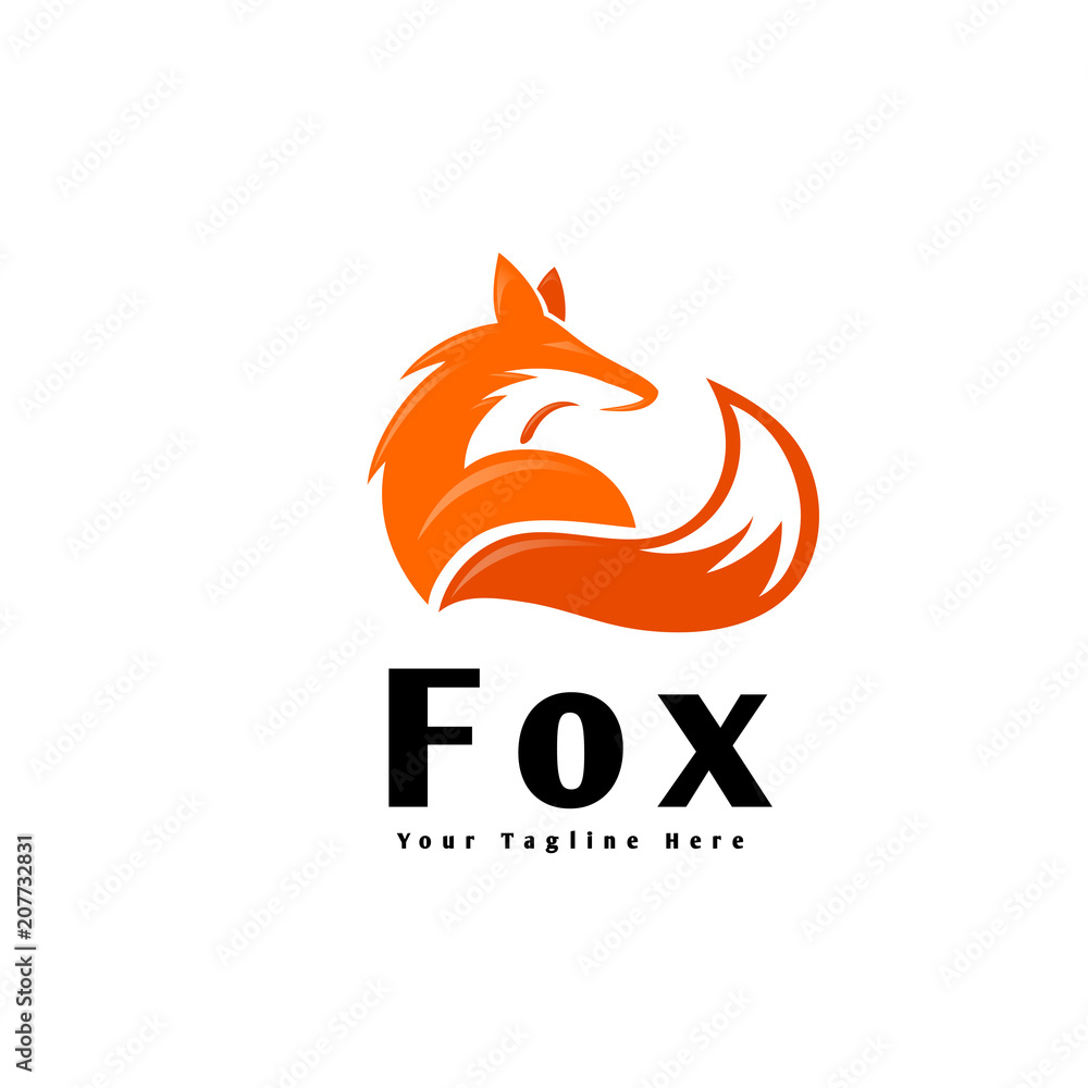 Obraz premium sit down fox standby for looking logo