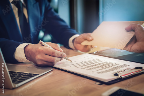 Obraz na plátně corruption concept ,The contractor provides special compensation to the authorized signatory to the agreement