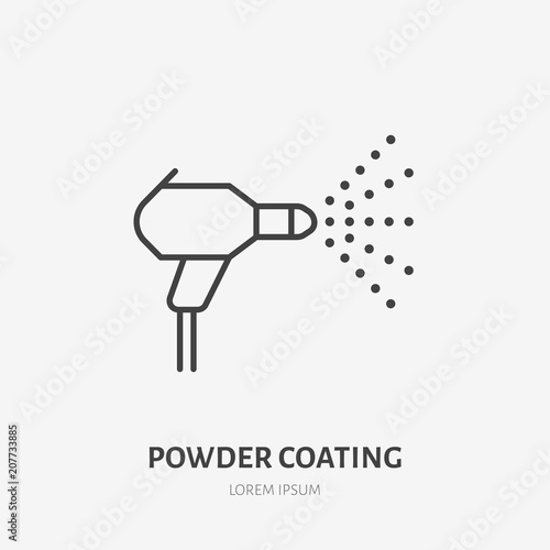 Spray car painting flat line icon. Paint works sign. Thin linear logo for powder coating service.