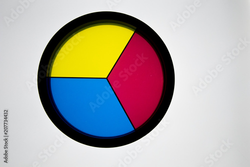 Free Download Disk with 3 primary colors, (yellow, blue and red) on a white background with a black border. Color theory, tool that allows the overlapping of primary colors and creation of complementary colors - GFXLoad
