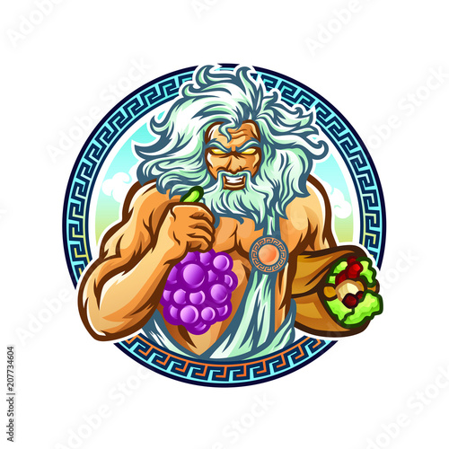 Zeus Gyros Mascot Design Vector