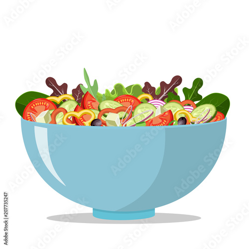 Greek salad icon on white background.