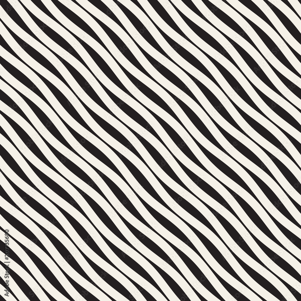 Vector Seamless Black and White Wavy Lines Pattern. Abstract Geometric Background Vector Seamless Black and White Wavy Lines Pattern. Abstract Geometric Background