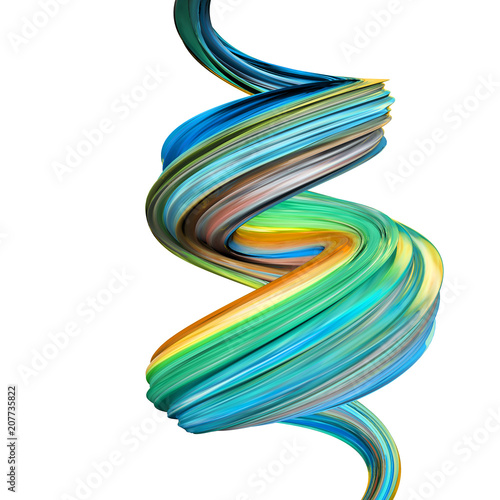 Abstract brush stroke flowing line. Creative background. 3D Rendering